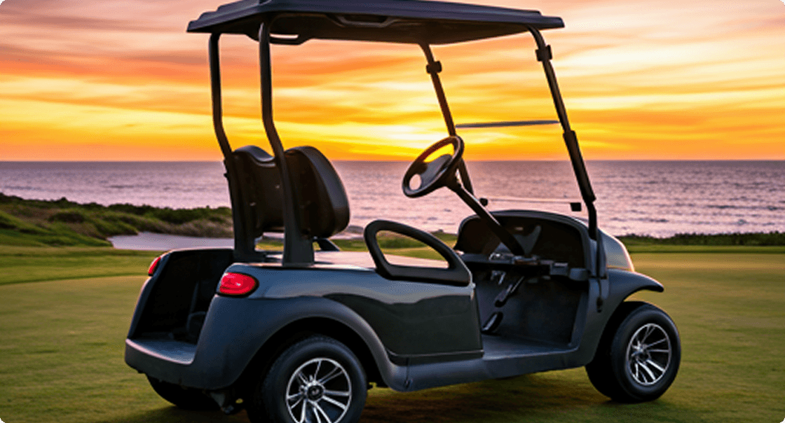 Golf cart on a sunny course